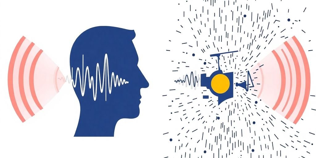 Brain neurons processing distinct sound waves.