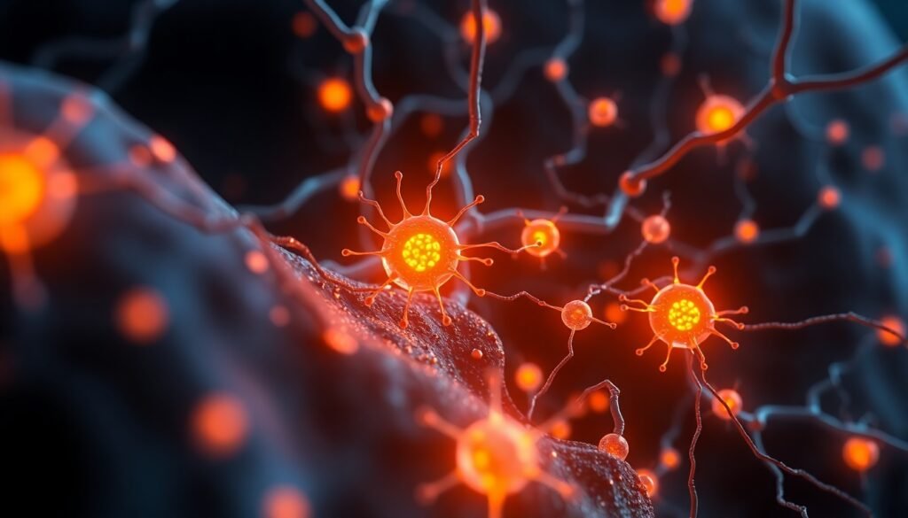 Realistic illustration of the hippocampus with electrically active granule cells and the effects of lithium therapy depicted at a cellular level